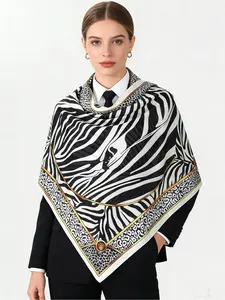 A new classic women's leopard print square scarf, high-end sense versatile simple small scarf, multi-functional decorative silk scarf, cool and breathable sunscreen beach towel, suitable for daily decoration travel parties