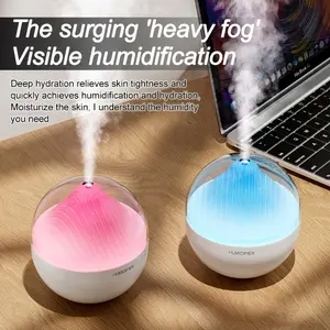 New Mountain Humidifier, Silent Operation, Seven-Color Night Light, Fine Visible Mist, Aromatherapy Machine, Suitable for Living Room, Bedroom, Office
