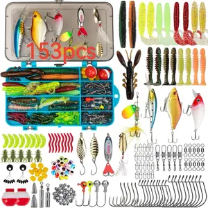 THKFISH 153-Piece Fishing Lures Kit for Spring Bass Fishing - Tackle Box Set with Crankbaits Spinnerbaits Soft Worms Jig Heads - Topwater Swimbaits Chatterbait Frog Lures for Freshwater - Hot Trending Fishing Gear Gift for Men Anglers  bait lures