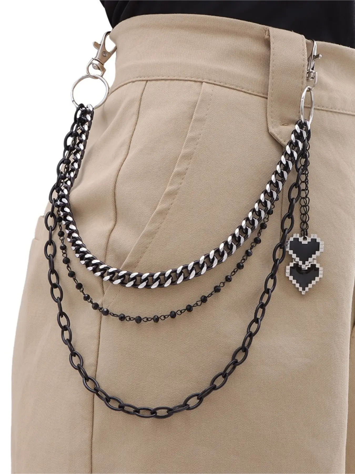 European and American cross-border fashion accessories: unique, fashionable, trendy, cool, dark spider pendant double-layer metal pants chain suitable for both men and women, Waist Chain Accessory, Waist Jewelry