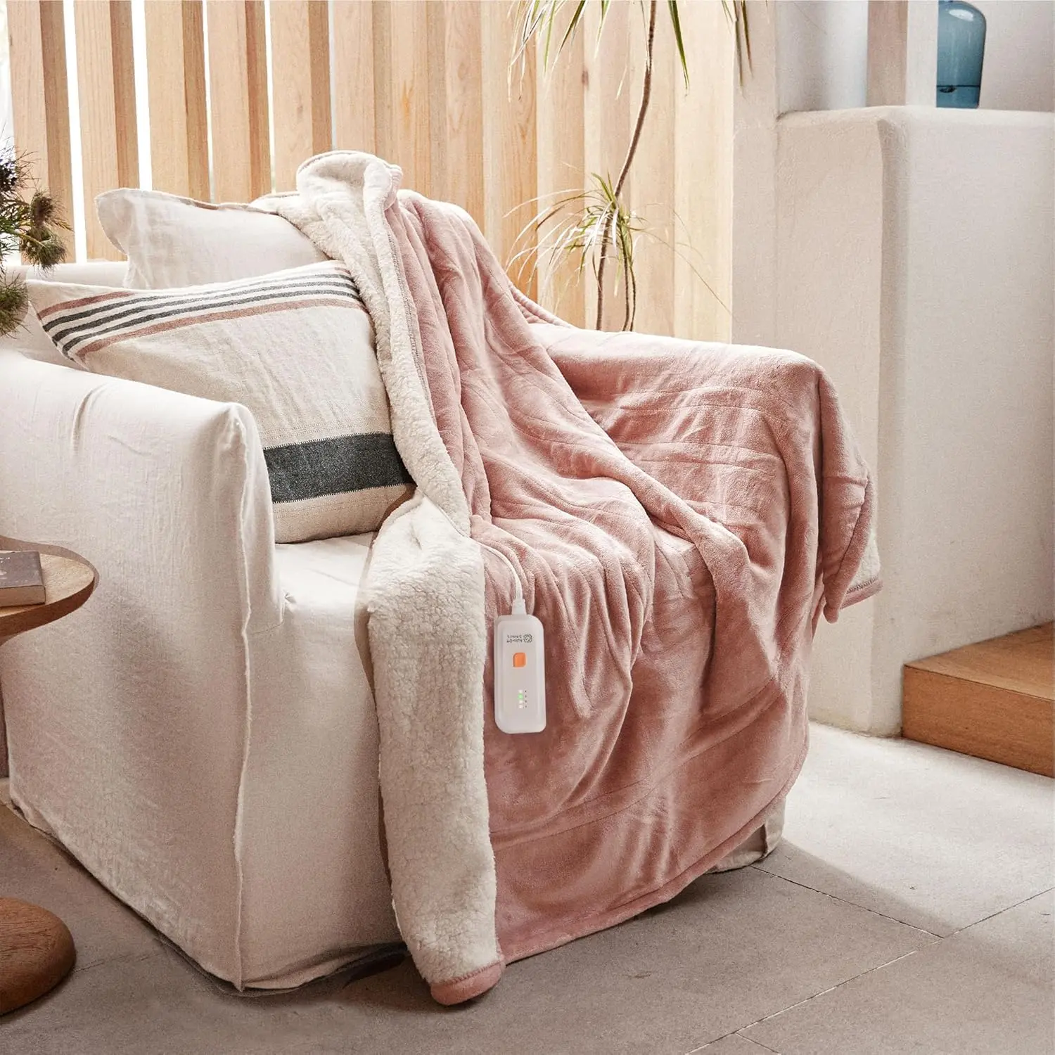 Heated Blanket Electric Throw 50''X60''- Soft Silky Plush Electric Blanket with 4 Heating Level & 3 Hour Auto Off Heating Blanket, ETL Certified Machine Washable (Rose Dust)