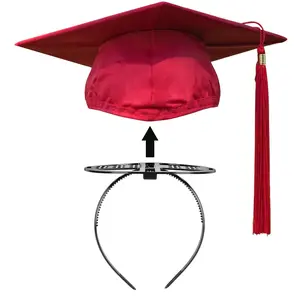 Black Graduation Cap Headband  Secure Grad And Hairstyle With 4 hair clips Headbandfor Graduates Students