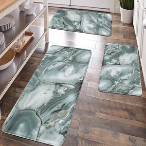 [Popular Choice]1 piece, bathroom decoration, bathroom floor mat, bathroom anti-slip mat, kitchen floor mat, bathroom set, home decoration, green marble floor mat, luxurious and simple theme decoration.