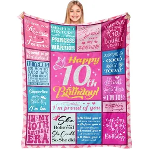 7/8/9/10/11/12/13th Birthday Gifts for 7-13 Year Old Girl – Soft Fannel Warm Throw Blanket for Tween Girls – Celebration Gift for Daughter, Niece, Granddaughter