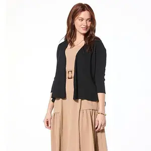 Nina Leonard 3/4-Sleeve Sweater Knit Bolero