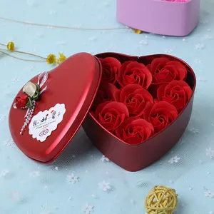 9 Rose Soap Flowers Heart-Shaped Tin Box Thanksgiving Teacher's Day Creative Practical Gift Valentine's Day Mother's Day Holiday Gift Body Care Pack Body Care Products Body Care Cleanser Body Care Cosmetic Body Care Pack Body Care Pack