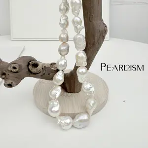 PEARLISM Baroque Full String Necklace Organic Freshwater Pearls 10-20mm 40cm Collarbone Length Unique Irregular Shapes Luxurious Statement-N46TTEQI
