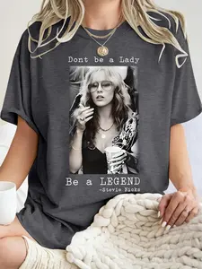 Women's Stevie Nicks Print Casual Summer Top, Round Neck Short Sleeve T-Shirt, Comfortable Breathable Lightweight Fit S-Xxl