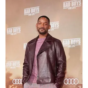 Premium Will Smith Maroon Leather Jacket