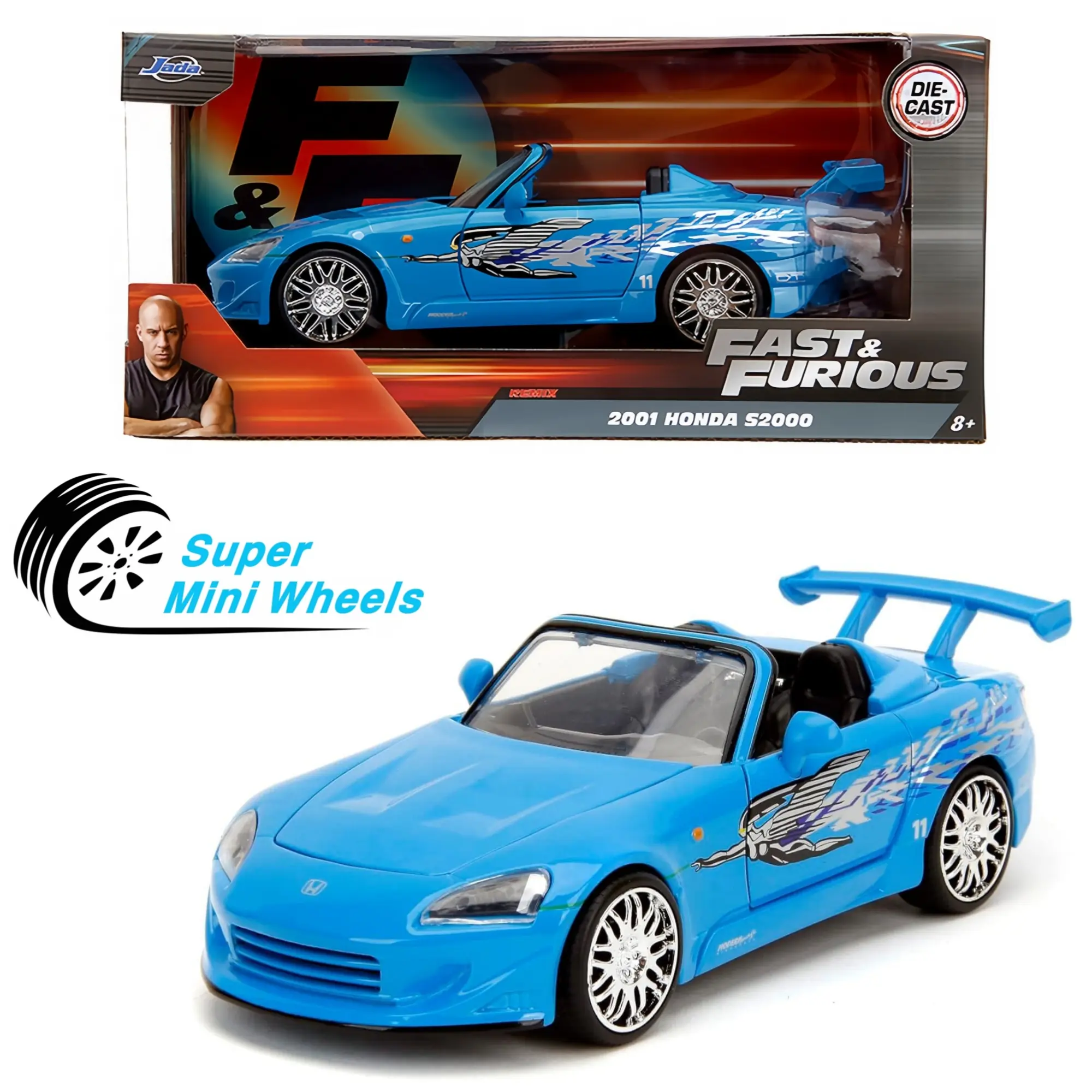 Jada 1:24 Fast & Furious Suki’s 2001 Honda S2000 with Mia’s Integra Graphics – Blue #35875