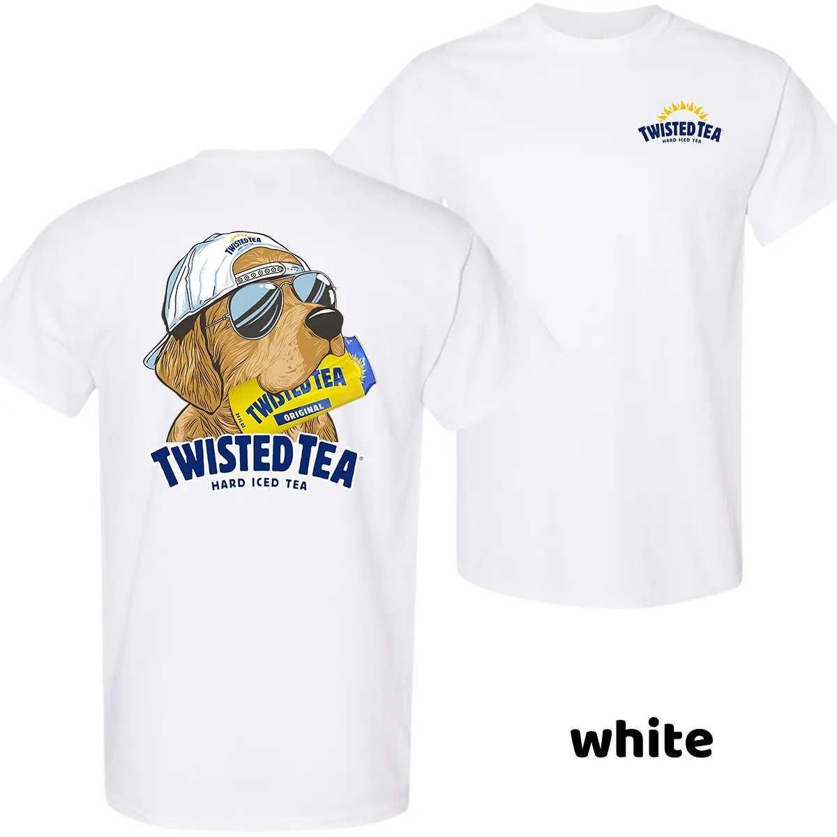 Men’s Twisted Tea Hunting Dog Unisex T-Shirt - 2-Sided Graphic Beer Tee, Classic Round Neck Short Sleeve Crewneck, Casual Stylish Relaxed Cut Streetwear Menswear Top