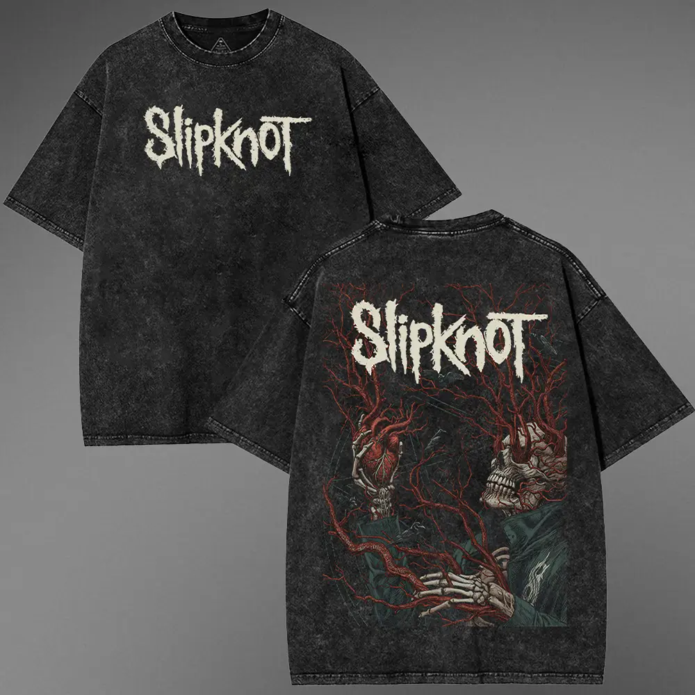 Retro Vintage Limited Edition Slipknot (band) Heavy Metal Shirt, Unisex Oversize Rock Band Washed Heavyweight Clothes Menswear Cotton Oversized