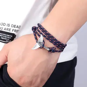 New Arrival Fashion Rope Whale Tail Anchor Bracelets Men Women 68CM Charm Nautical Survival Rope Chain Paracord Bracelet