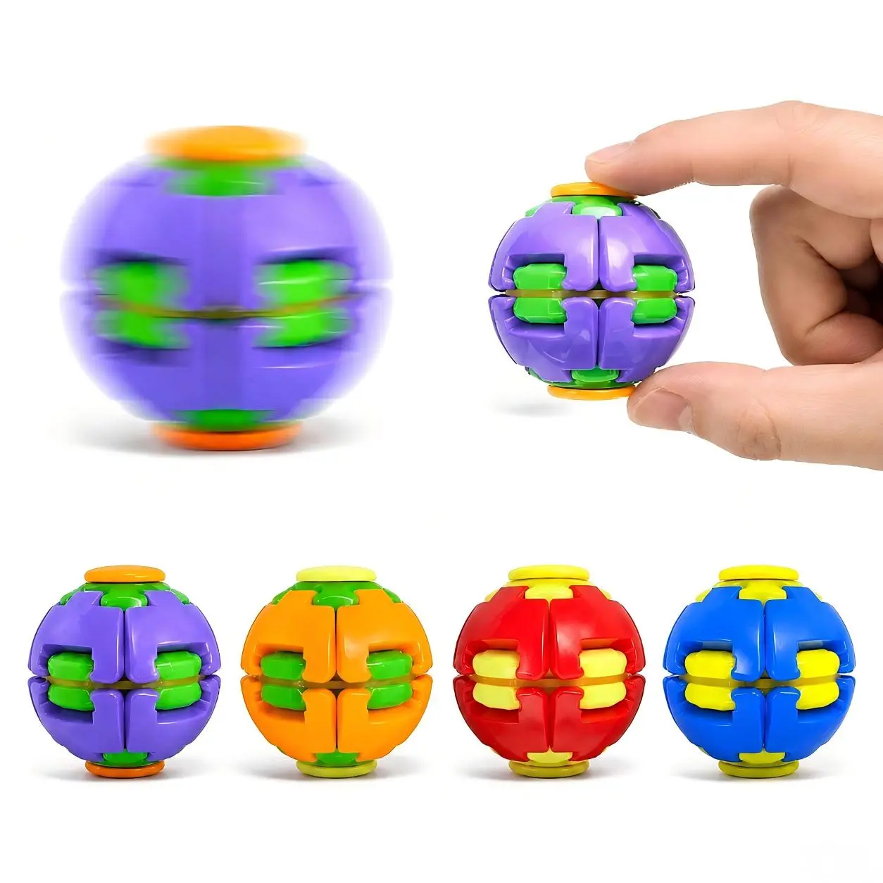 Creative Press Spin Fidget Ball Toy, ASMR Clicky Rotary Gyro Desk Gadget, Dual Usage Stress Relief Sensory Toy for Office Work, ADHD Focus, Kids Gift