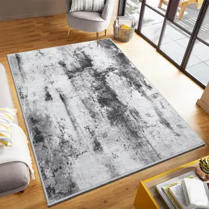 Grey Abstract Modern Rug, Machine Washable Non-Slip Low-Pile Carpet | 5x8ft for Living Room Bedroom Farmhouse Dining Room,7x10, 9x11 Feet