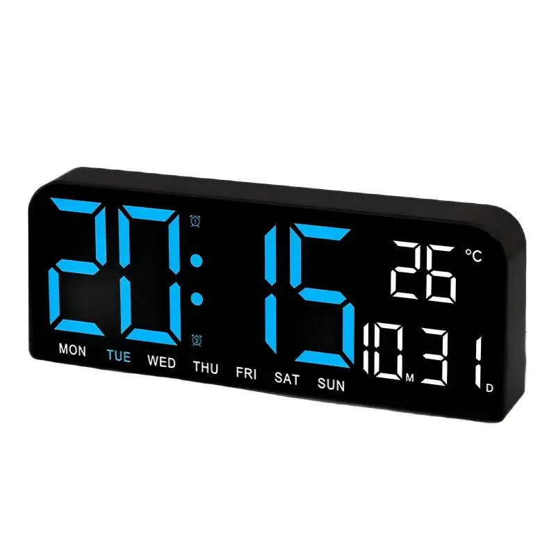 10" Large LED Digital Wall Clock, Dual Alarms, Week/ Temp/Humidity Display, Dimmable Brightness & Countdown Timer, 12/24 Hour Format Modern Desk Clock, Ideal for Bedroom Office, All Occasion Daily Gift