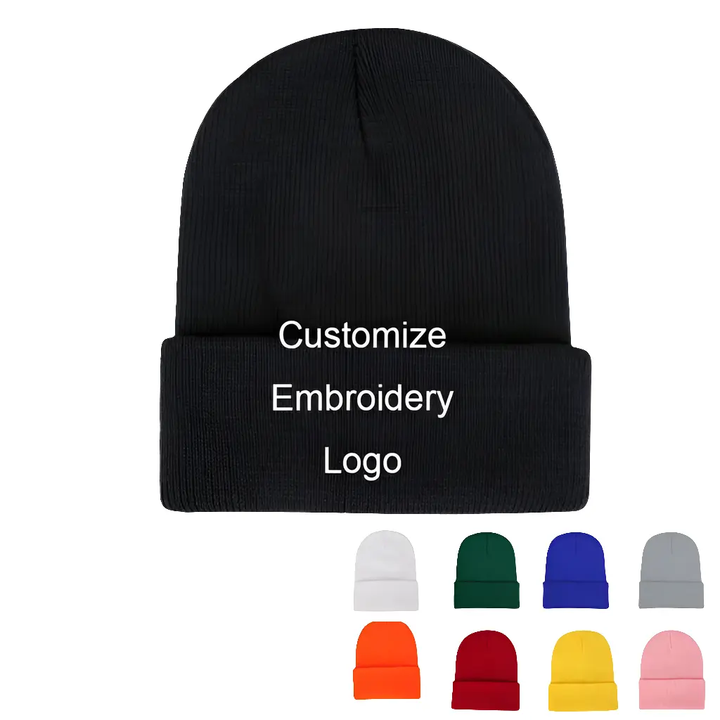 CUSTOMIZED Logo Unisex Embroidered Knitted Beanie Hats