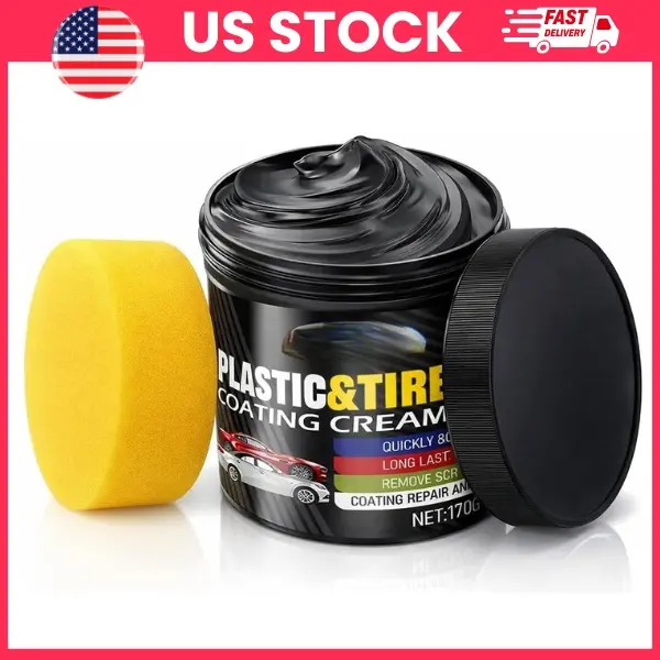 Black Trim Restorer for Cars Plastic Trim Restorer Bumper Restorer for Faded Plastic Rubber Vinyl Restore Deep Black Shine Coating for Exterior Interior Car Detailing Kit Tire Shine Applicator Automotive Plastic Restorer Car Care Accessories 6oz