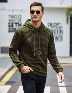 COOFANDY Mens Hooded Sweatshirt Casual Long Sleeve Drawstring Waffle Knit Pullover Hoodies LIVE  Clothes