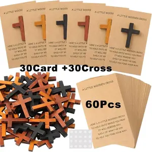 60 Piece Christian Jesus Cross Set with Inspirational Cards, Bible Prayer Items, Religious Church Supplies, Easter Gifts