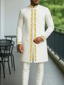 New Ethnic African Men's Embroidered Casual Dress Set, Traditional Classic Style, Perfect for Daily Wear & Special Occasions