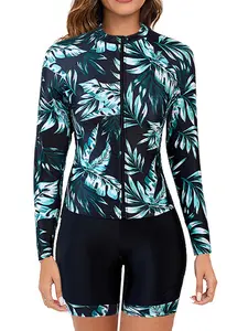 Women's Zipper Design Two-Piece Tankini With Shorts Swimsuit, Stylish Beachwear Swimwear, Comfortable & Trendy Bathing Suit for Women, Tankini Set Swimsuit