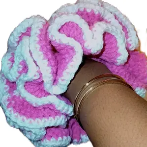 Strawberry milkshake crochet ruffle scrunchie