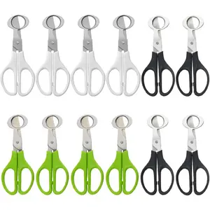 12Pack Stainless Steel Quail Egg Cutter Scissors Quail and Pigeon Egg Opener Cracker Tool for Home Kitchen Three Colors Black White Grass