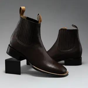 Men’s 370 Premium Full-Grain Leather Short Ankle Western Square Toe Boot