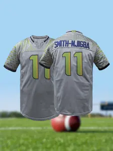 Seattle #11 #12 #9 #10 American Football Jersey, V Neck Embroidered Pullover, Breathable Short Sleeve T-Shirt, Casual Loose Fit Rugby Jersey, Jersey Tee, Unisex, All Seasons,Ideal for Outdoor Street,Casual Sports Wear,Fan's Gift