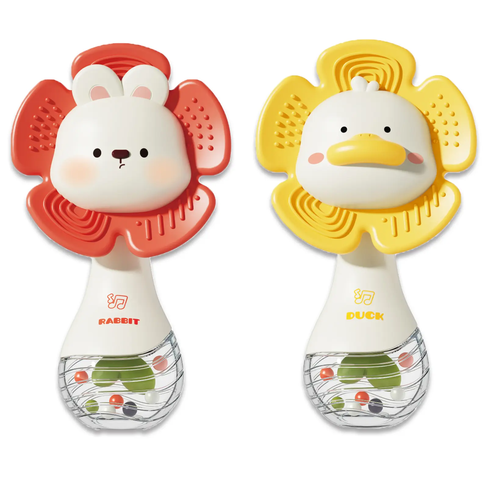 Baby Rattles Teething  Toy 3-6 month Bunny & Duck Shapes Sensory Development Beads Grasping Shaker Montes play toy baby sori Gift for Newborns Toddler Toys bright color crib toy toddler toy,unique baby gift, Unisex Toy baby stuff girl newborn essentials