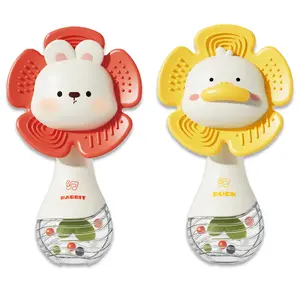 Baby Rattles Teething  toy 3-6 month Bunny & Duck Shapes Sensory Development Beads Grasping Shaker Montes play toy baby sori Gift for Newborns Toddler Toys bright color crib toy toddler toy
