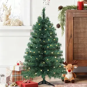 Okicoler 3 Ft Spruce Artificial Christmas Tree with 25 Led Lights Colorful Easy Assembly for Home Office Party Decoration Ornaments