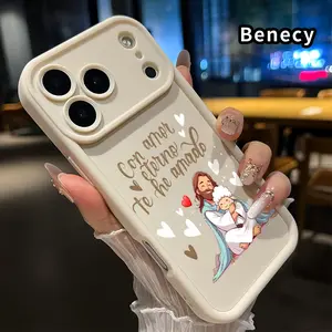 Phone Case for iPhone 17 Pro Max 16 15 14 Plus 13 12 Mini 11 XR X XS Air E Divine Love Embrace Pattern Anti-Scratch Shockproof Soft Silicone Protective Cover Smartphone Casing