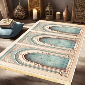 1pc Fantasy Arch Prayer Mat: Polyester, Machine - Washable, Indoor/Outdoor Use, Ideal for Pilgrimage & Meditation, Islamic Wall Art