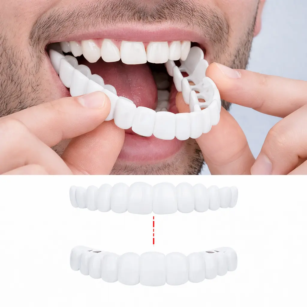 【3 Pairs 】Veneers Snap in Teeth Teeth Comfort Fit Whitening Veneer Snap on Dentures with Woman & Man Party in Smile Beautiful Snapping instants