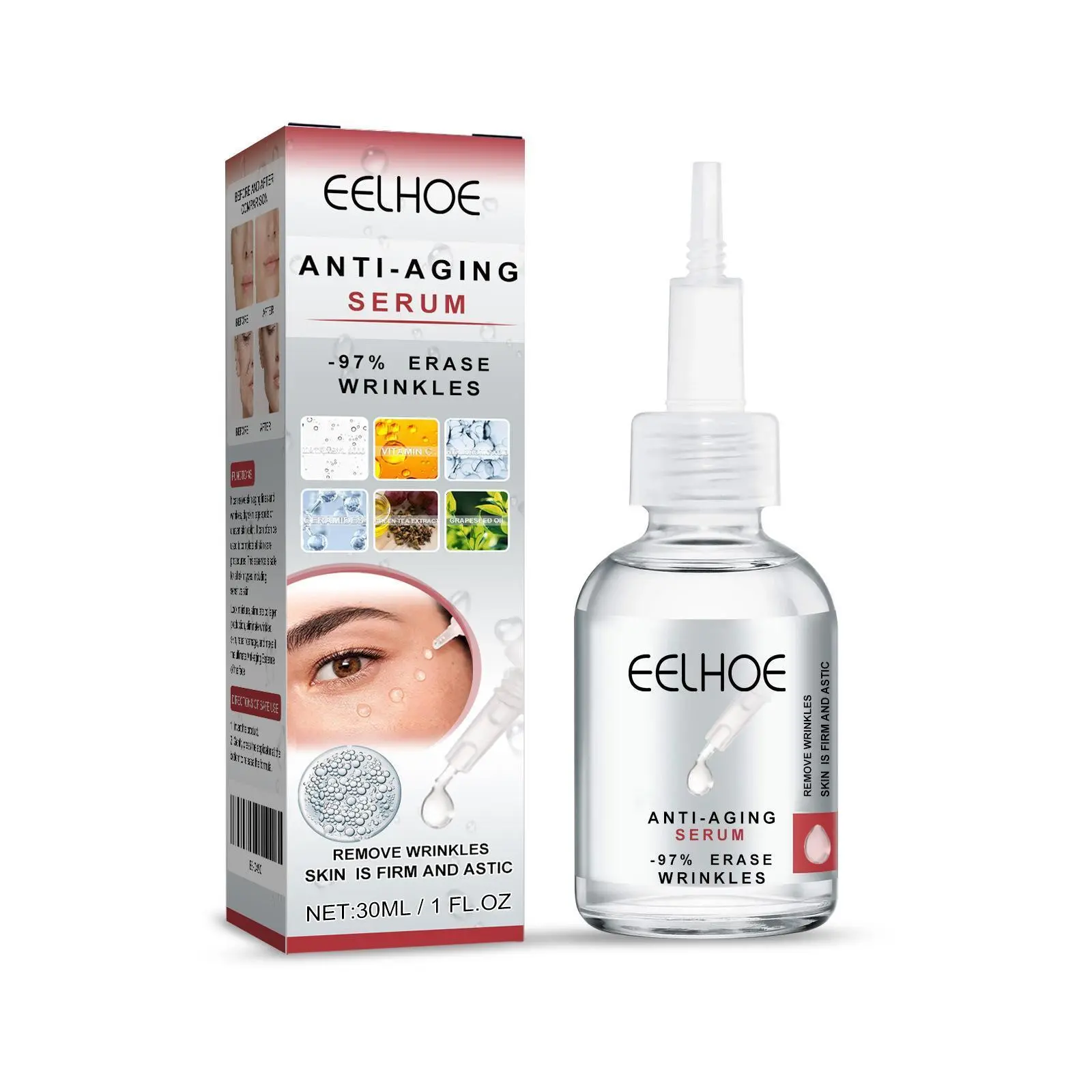 EELHOE Deep Cleansing Anti-Wrinkle Serum, Facial Skin Fading Fine Lines Hydrating Firming Serum