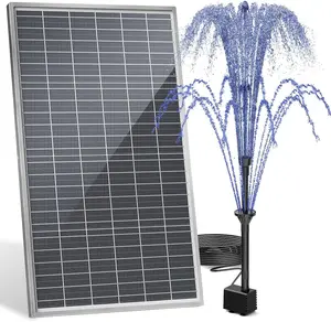 20W Solar Water Fountain, Upgraded Solar Powered Water Fountain for DIY Water Feature, Solar Fountain Pump with 6 Nozzles for Multiple Environments