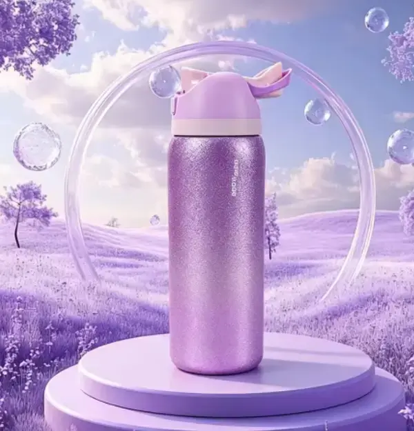 Owala Eggstra 32 oz Purple Glitter Bottle Stainless Steel for girl and princess, Limited Edition Shimmery Purple Water Bottle, BFA Free Glitter Purple Insulated Stainless Steel Water Bottle - Straw Lid, 24hr Cold Retention