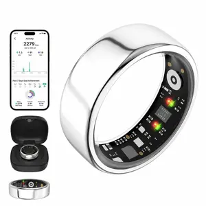 Quriov Smart Ring, Waterproof Tracking Fitness Ringwith Sleep, Heart Rate & Blood pressureMonitoring, Stylish Wearable for Men & Women gift Wireless Connection,with charging box Touch Screen Watch Running Watch Compact Durable