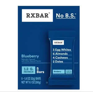 RXBAR Blueberry Chewy Protein Bars, Gluten-Free, Ready-to-Eat, Protein Snack, 9.1 oz, 5 Count