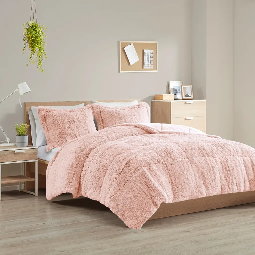 Shaggy Long Fur Comforter Mini Set, Twin/Twin XL – Plush Faux Fur, Reversible, Lightweight, Machine Washable, Includes 1 Comforter & 1 Pillow Sham