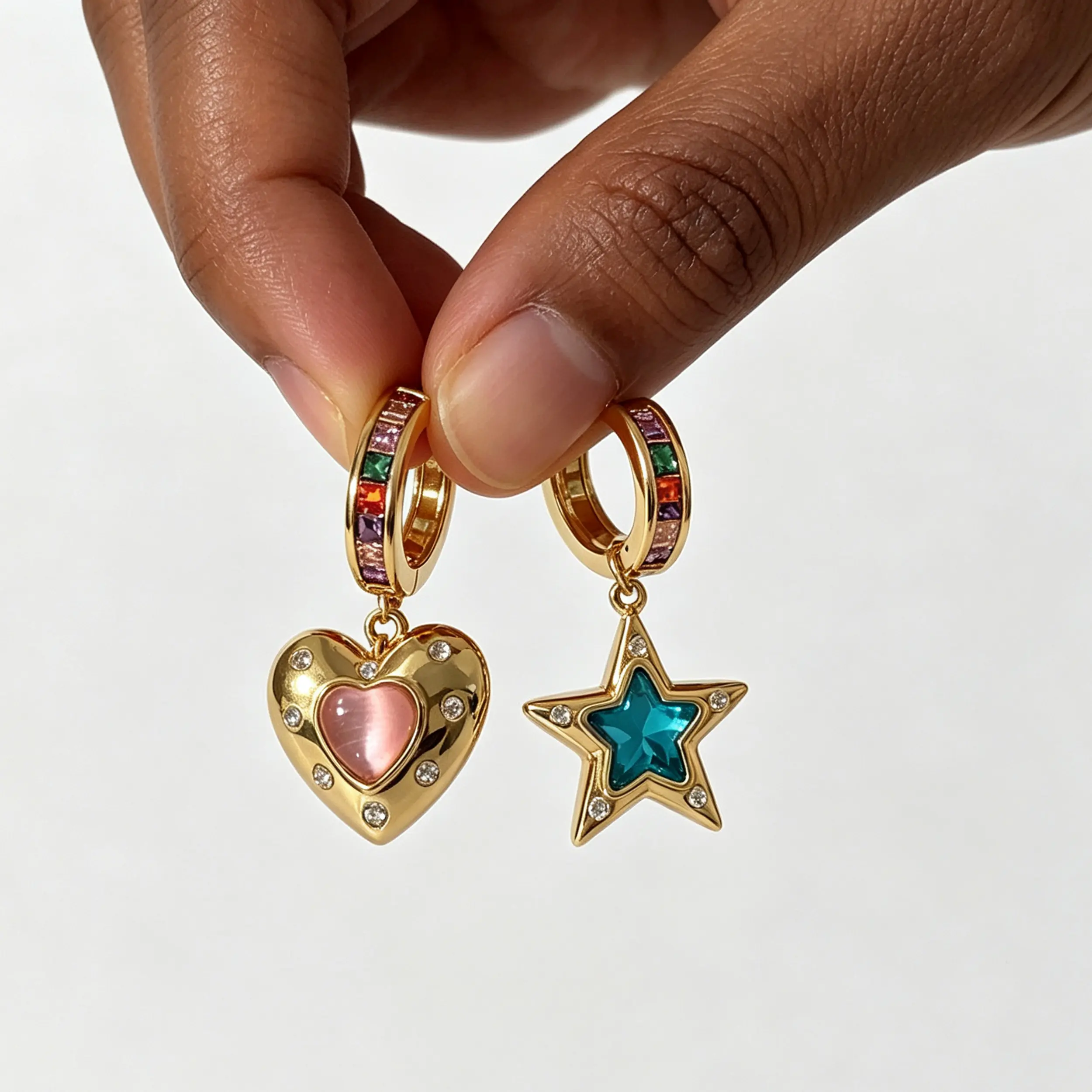 Earrings for women Earrings  Retro Unsymmetrical Earrings with Heart-shaped Beads and Gold Clasp Luxury and Unique Earrings Jewelry ,Earrings for Mom Daughte