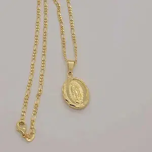 Brand New Brazilian 18k Gold Filled Virgen De  Guadalupe Necklace