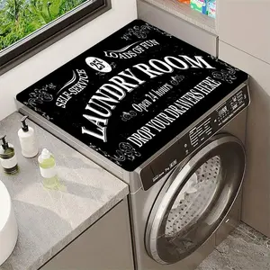 JOYFINITY Dustproof Washing Machine Cover with Letter Pattern for Laundry Room 1 Count Soft Water Absorbent Mat for Bathroom Kitchen