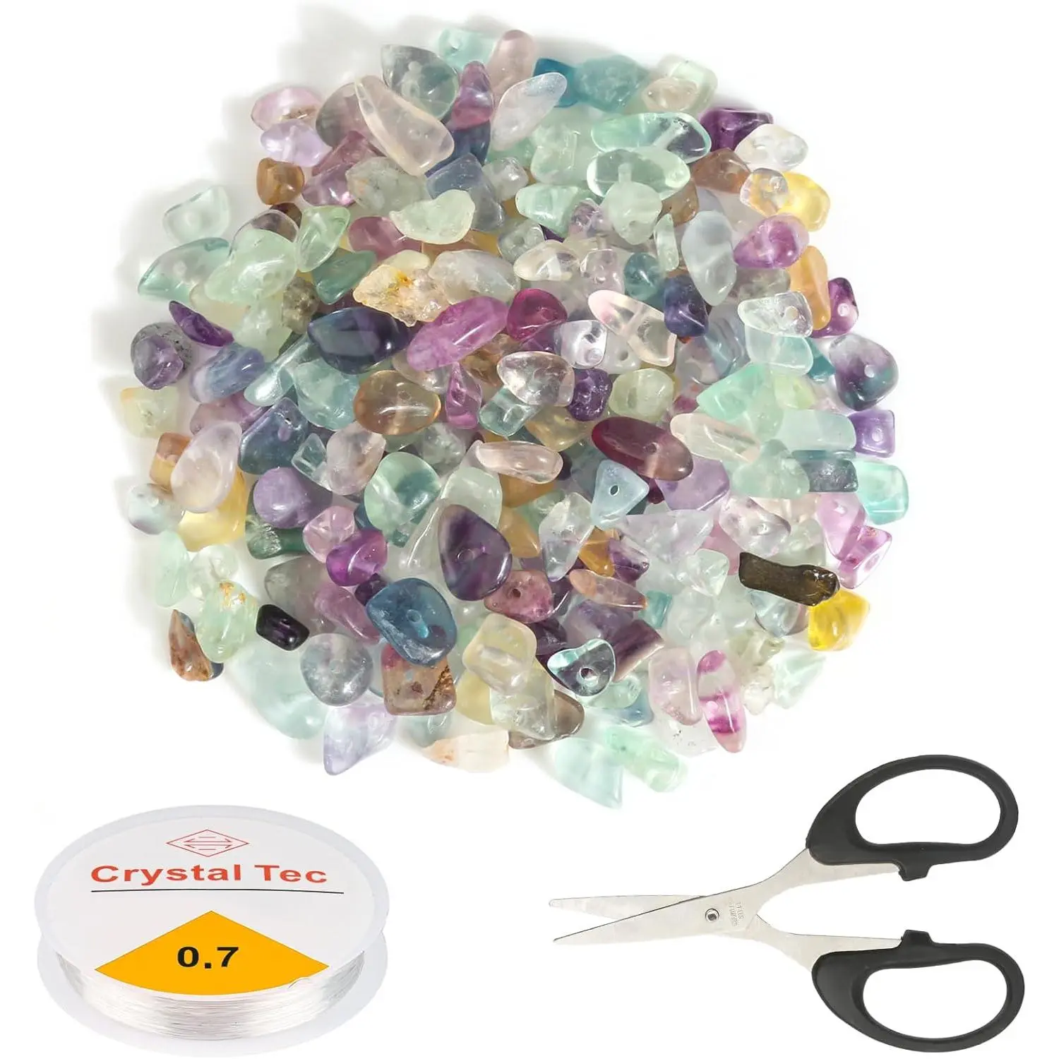 Pack of 400 Gemstone Beads Set,Natural Stone Gemstones for Threading,Irregular Crystal Beads Stones,Beads for Threading with Hole for Bracelets,Necklaces,Earrings (5-8 mm),Christmas Party Gifts,DIY Hand Tools Kits