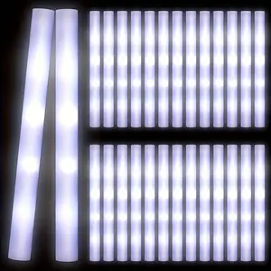50-Pack Ultra Bright LED Foam Sticks White Color Glow Sticks with 3 Flash Modes Battery-Powered Non-Rechargeable High-Reflective Polymer for Parties Music Festivals Graduations Christmas New Year Wedding Carnival Camping Party halloween  favors