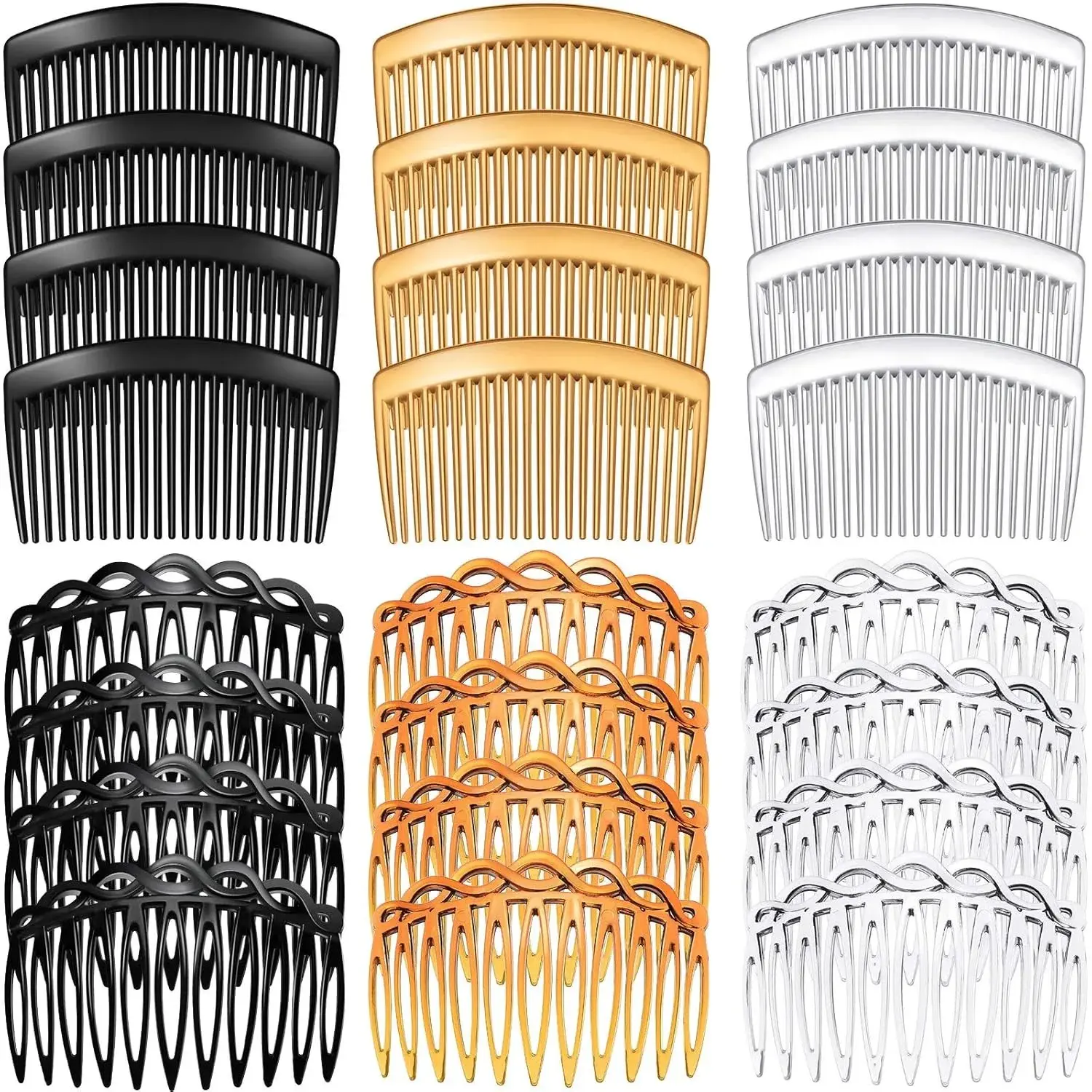 24 Pcs Women Hair Comb Accessories French Hair Side Combs Plastic Twist Decorative Clips with 11/23 Teeth Wedding Veil clip for Women, Hair Clips For Styling, Hair Bun Accessories