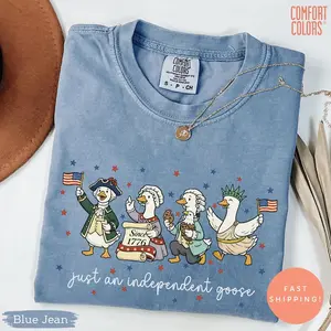 Comfort Colors  Just An Independent Goose Shirt, Funny USA Patriotic Geese Tee, Vintage 1776-2026 Anniversary Top, Trendy 4th of July Shirts Unisex