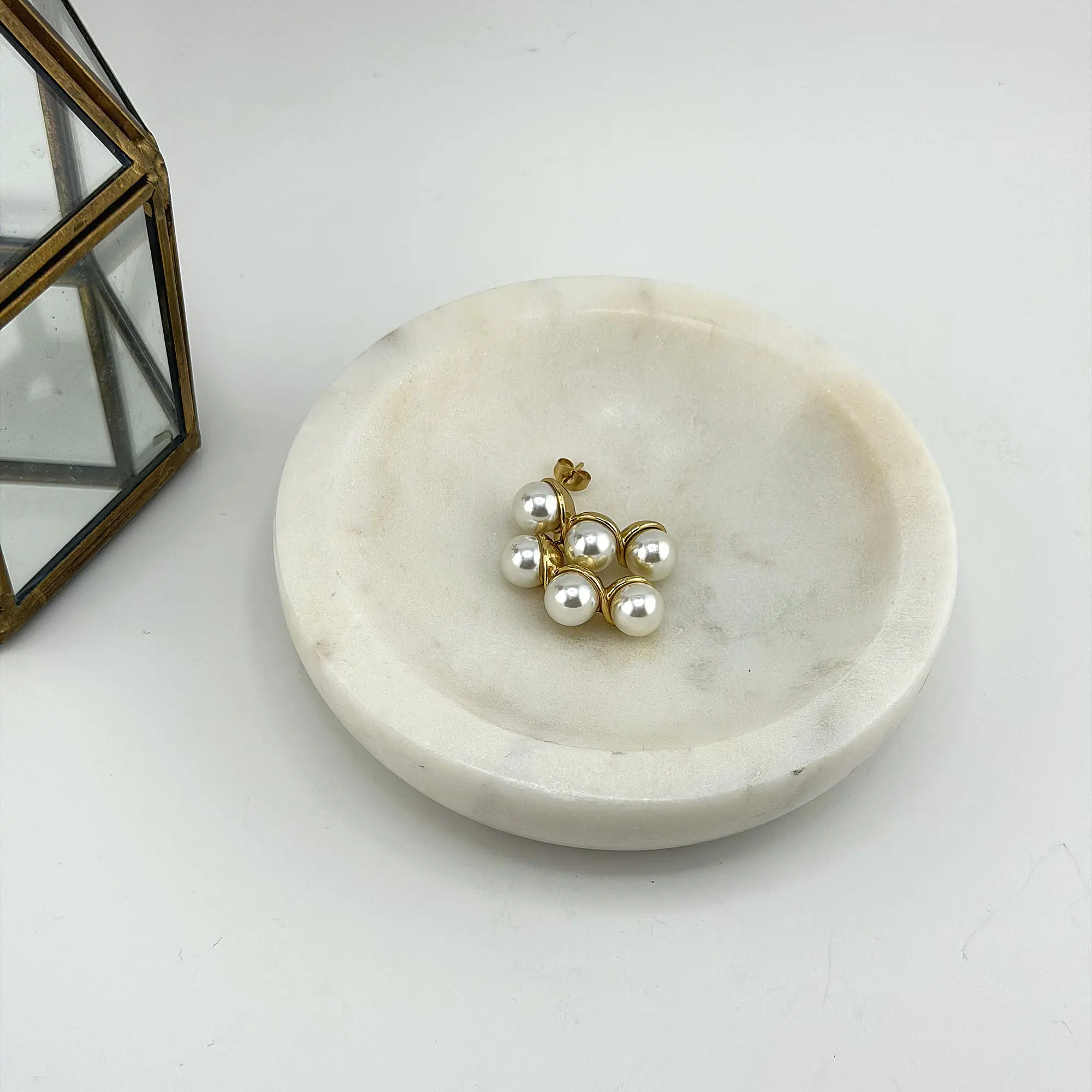 Pearl Cluster Earrings 18K Waterproof